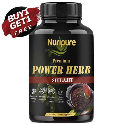 Nuripure Power Herb 100% Pure Himalayan Original Certified Tested Shilajit 60 Capsules ( No Side Effects) Cash On Delivery